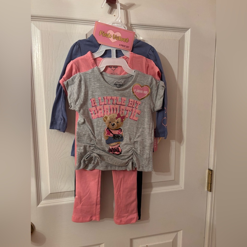 PINK Velvet Kids 6 pc set Gray, Pink, and Blue and black! New with tags Sz 2t